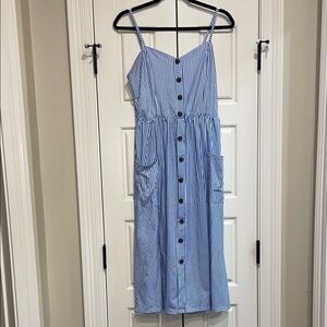 Blue Striped Button-Down Dress